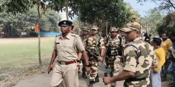 हुगली जिले में केंद्रीय बल का रूट मार्च, चुनाव से पहले सुरक्षा सख्त