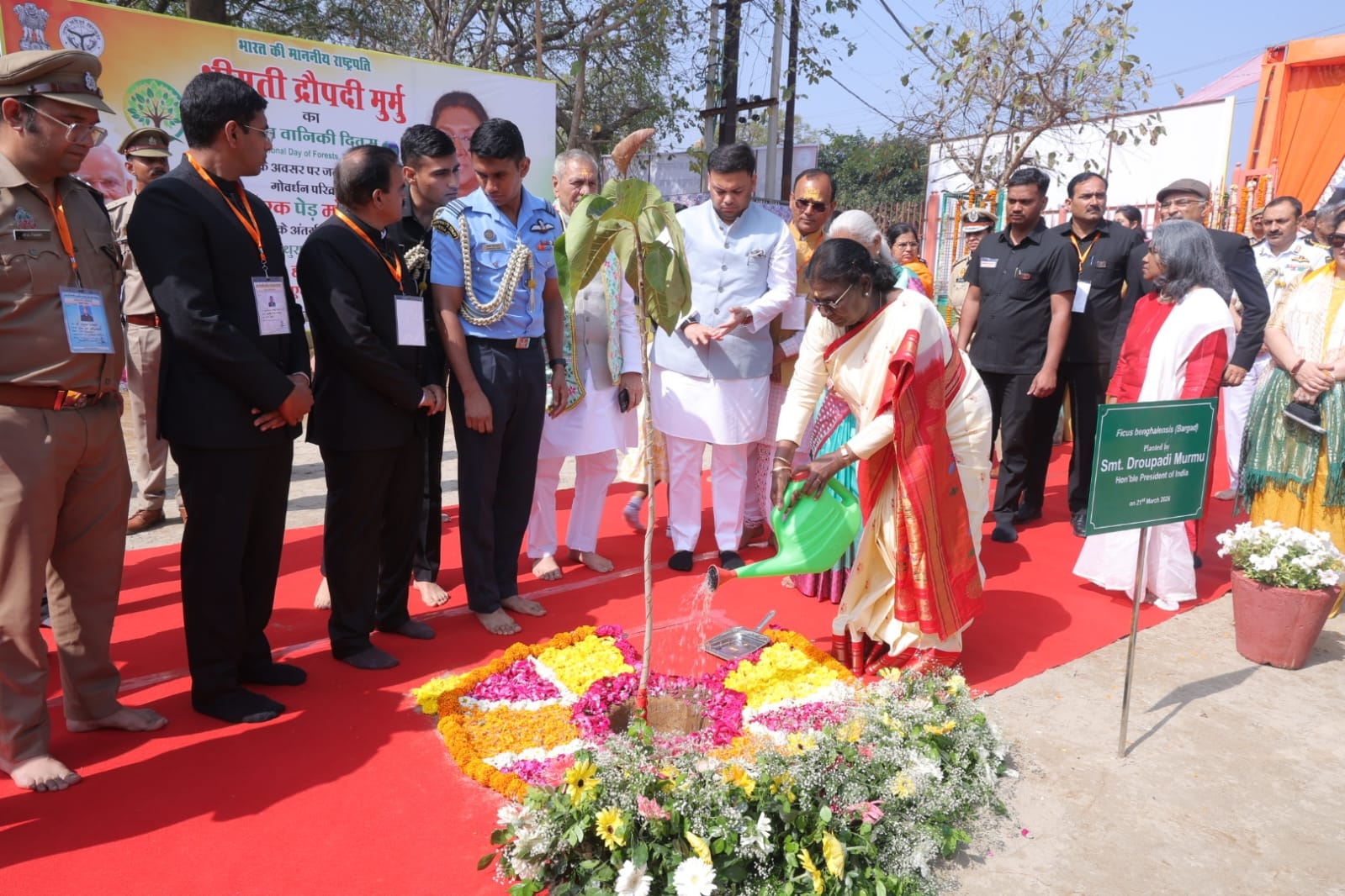 एक पेड मां के नाम के तहत वृक्षाराेपण करती राष्ट्रपति एक पेड मां के नाम के तहत वृक्षाराेपण करती राष्ट्रपति