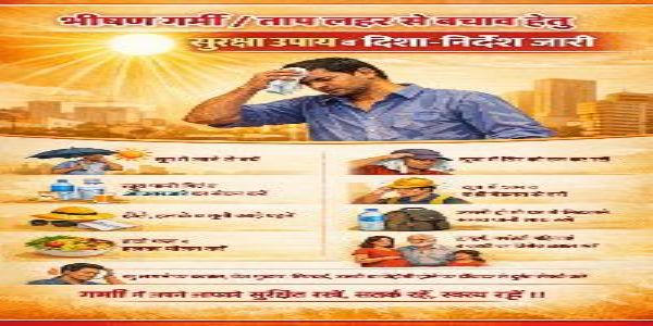 भीषण गर्मी व ताप लहर से बचाव सुरक्षा उपाय व दिशा-निर्देश जारी