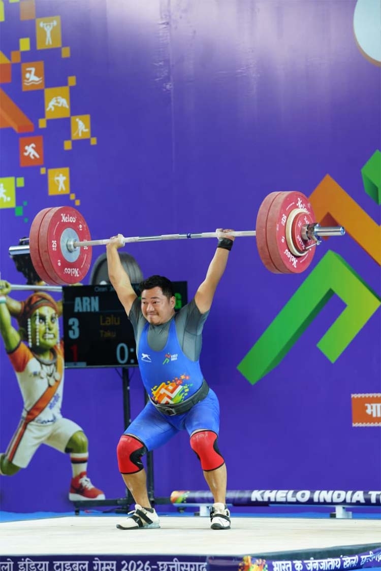 खेलो इंडिया ट्राइबल गेम्स 2026 वेटलिफ्टिंग प्रतियोगिता के सीनियर पुरुष 94 किलोग्राम वर्ग