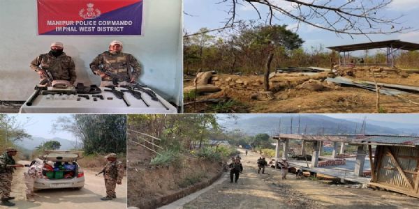 मणिपुरः भारी मात्रा में हथियार बरामद, तीन बंकर ध्वस्त