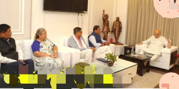 Union Home minister Amit Shah Holding a Key Meeting at Assam BJP Office Ahead of Assembly Polls.