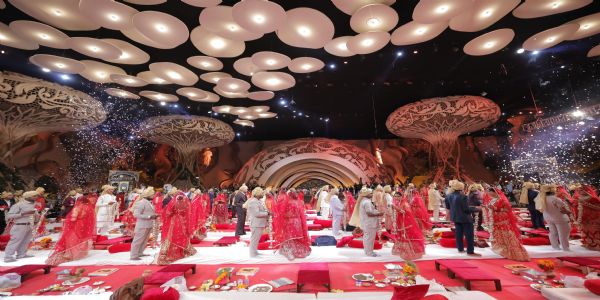 जवाहरलाल नेहरू स्टेडियम में सोमवार को सामूहिक विवाह समारोह आयोजन