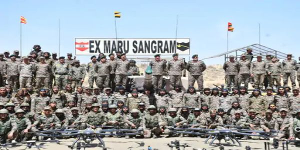 भारतीय सेना ने युद्धाभ्यास 'मरू संग्राम' में दिखाई स्वदेशी हथियार, ड्रोन और टैंक की ताकत