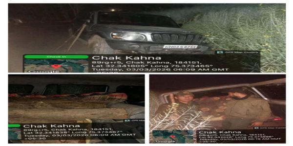 कठुआ पुलिस ने कोटपुन्नू में खैर लकड़ी से लदी स्कॉर्पियो वाहन जब्त की