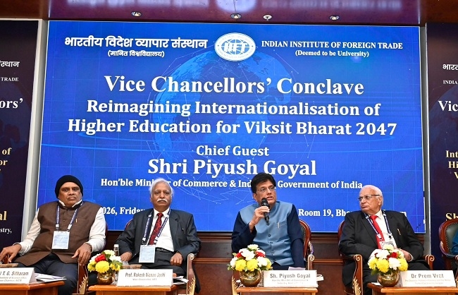 ‘आईआईएफटी वाइस चांसलर कॉन्क्लेव’ को संबोधित करते हुए पीयूष गोयल