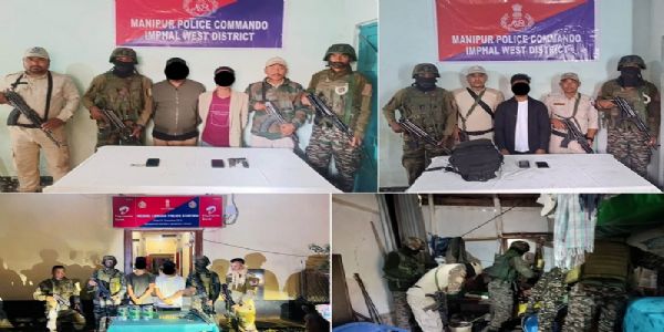 मणिपुर के अलग-अलग इलाकों से विभिन्न संगठनों के पांच कैडर गिरफ्तार