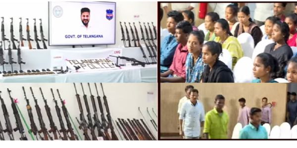 तेलंगाना में 130 माओवादियों का सामूहिक आत्मसमर्पण, मुख्यमंत्री रेवंत रेड्डी की मौजूदगी में सौंपे हथियार