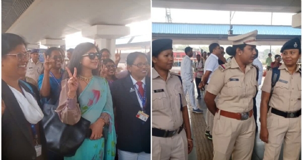 स्टेशन पर मौजूद रेलवे अधिकारी और पुलिसकर्मी