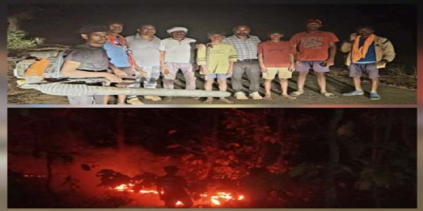 मोखागांव के जंगल को आग से बचाने के लिए सरकारी अमले के साथ भिड़ गए दो मासूम