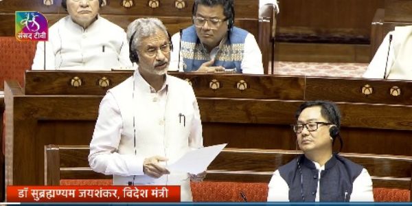 विदेश मंत्री एस जयशंकर ने सोमवार को राज्यसभा में बोलते हुए