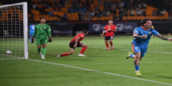 भारत और हांगकांग के बीच मैच का दृश्य