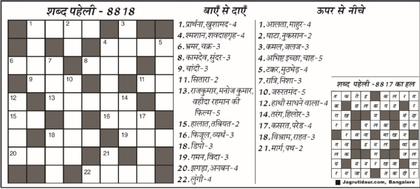 शब्द पहेली : 02 अप्रैल, 2026