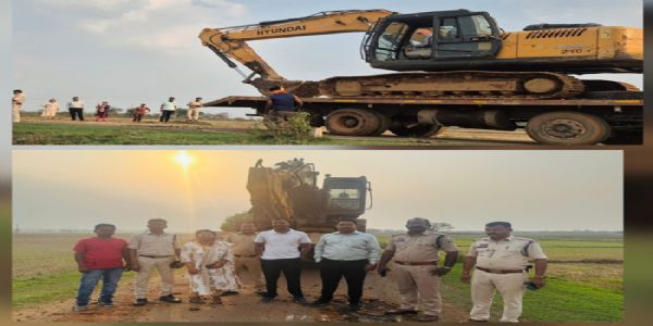 अवैध उत्खनन में लिप्त पोकलेन मशीन को किया गया जप्त