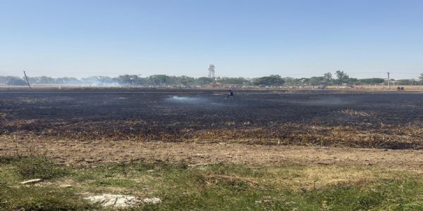 गेहूं के खेतों में आग लगने से खफा किसानों ने लगाया जींद-पानीपत मार्ग जाम