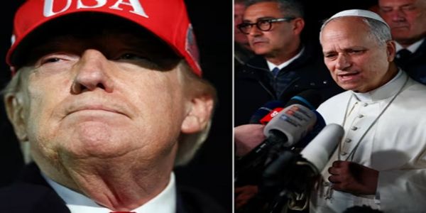 अमेरिकी राष्ट्रपति डोनाल्ड ट्रंप (बाएं) और दाएं वेटिकन प्रमुख पोप लियो। फोटो - इंटरनेट मीडिया