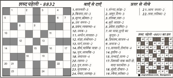 शब्द पहेली : 16 अप्रैल, 2026