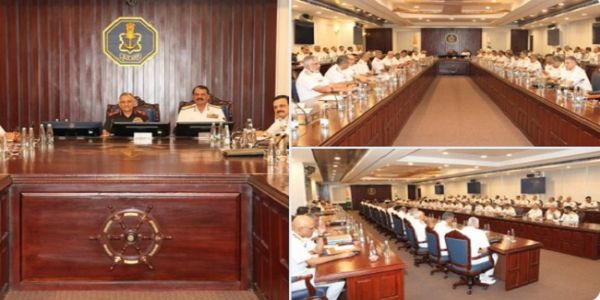 नौसेना कमांडरों के सम्मेलन में सीडीएस जनरल अनिल चौहान और नौसेना प्रमुख एडमिरल दिनेश के त्रिपाठी