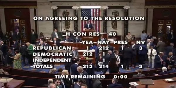 अमेरिकी हाउस ने ईरान पर सैन्य कार्रवाई रोकने का प्रस्ताव खारिज किया अमेरिकी हाउस ने ईरान पर सैन्य कार्रवाई रोकने का प्रस्ताव खारिज किया