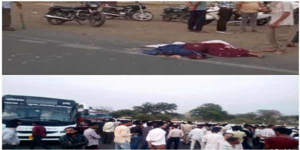 राजगढ़ः अज्ञात ट्रक की टक्कर से बाइक सवार मां-बेटे की मौत, गुस्साए परिजनों ने किया हाइवे जाम