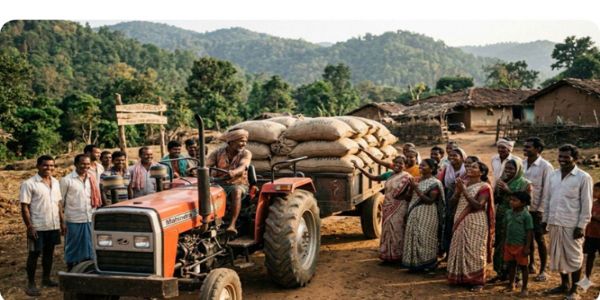 अबूझमाड़ की दुर्गम पहाड़ियों काे लांघकर पहली बार राशन पहुंचा हितुल