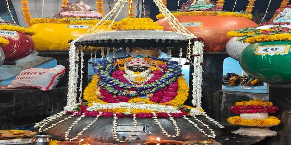 नव संवत्सर के नक्षत्र मंडल में वर्ष के राजा के आसीन होने पर शनि संसद नवग्रह मंदिर में श्रृंगार