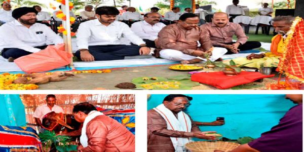 कृषि मंत्री नेताम ने मिट्टी एवं बीजों की पूजा की और ट्रैक्टर चलाकर बीजों की बुआई की