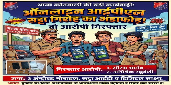 अशोकनगर: ऑनलाइन आईपीएल सट्टा गिरोह का भंडाफोड़, दो गिरफ्तार