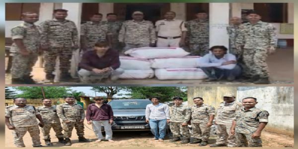 गांजा के साथ कार सवार 2 आराेपित गिरफ्तार