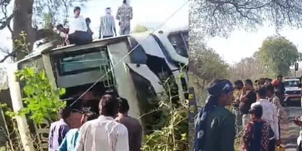 टीकमगढ़ के बड़ागांव रोड पर सड़क हादसा, बस पलटने से 11 यात्री घायल, इंदौर से आ रही थी बस