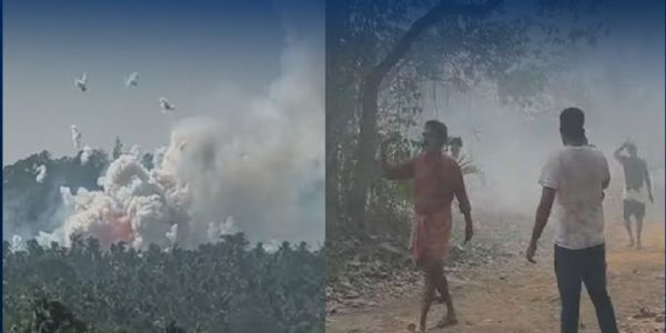 केरल के त्रिशूर ज़िले के मुंडाथिकोड इलाके में एक पटाखा निर्माण इकाई में हुए धमाके से जुड़ी तस्वीर।