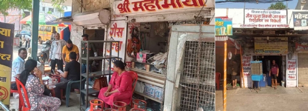 बिलासपुर के सीपत  में अवैध गैस सिलेंडर काे जब्त करते हुए