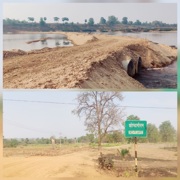 अवैध रेत निकालने इंद्रावती नदी के भीतर 200 मीटर लंबी सड़क बनाई