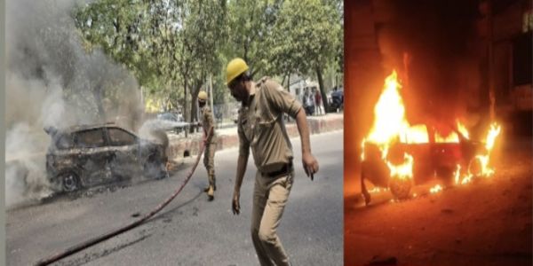 नोएडा के अलग-अलग जगहों पर दो कारों में लगी आग, काेई जनहानि नहीं