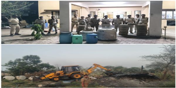 राजगढः पुलिस-आबकारी विभाग की कार्रवाई, 66 हजार की देशी शराब जब्त, 60 हजार लीटर महुआ लहान नष्ट