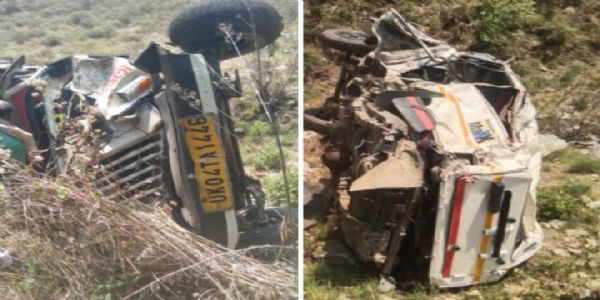 धारी क्षेत्र में मैक्स वाहन खाई में गिरा, दो की मृत्यु, चार घायल