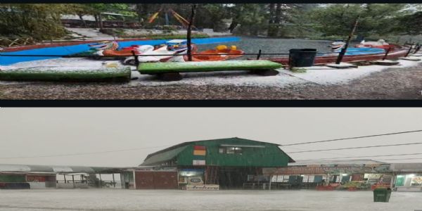 मसूरी में बदला मौसम का मिजाज, बारिश और ओलावृष्टि से लौटी ठंड