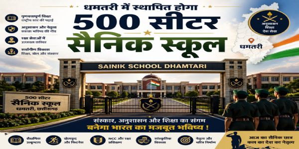 धमतरी में बनेगा 500 सीटर सैनिक स्कूल, युवाओं के लिए खुलेगा सुनहरा भविष्य का द्वार