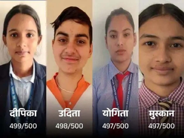 12वीं की परीक्षा में अव्वल आने वाली छात्राएं।