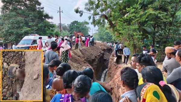 सीवरेज पाइपलाइन विस्तार कार्य के दौरान अचानक मिट्टी धंसी