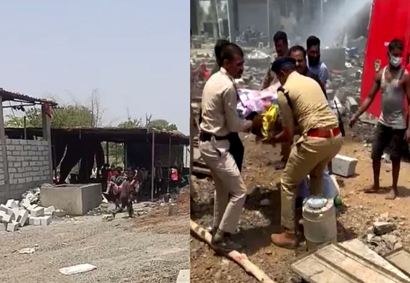 देवास में पटाखा फैक्ट्री में विस्फोट के बाद राहत एवं बचाव अभियान देवास में पटाखा फैक्ट्री में विस्फोट के बाद राहत एवं बचाव अभियान