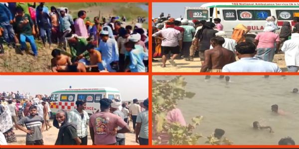 राहत व बचाव कार्य करती पुलिस