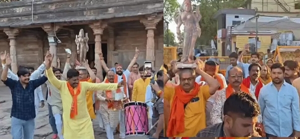 मप्र की धार भोजशाला में पूजा-अर्चना के बाद श्रद्धालुओं ने किया नृत्य मप्र की धार भोजशाला में पूजा-अर्चना के बाद श्रद्धालुओं ने किया नृत्य