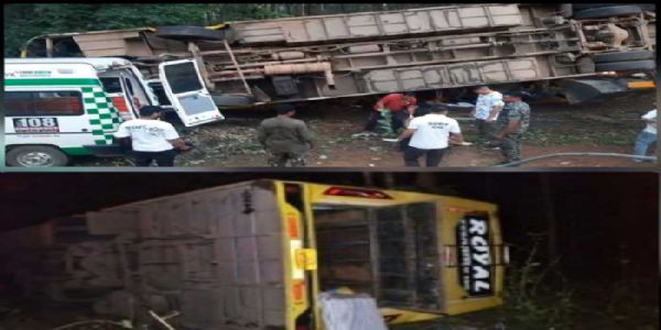 रायपुर से कोंटा जा रही यात्री बस बस्तर में पलटी, एक महिला की मौत , कई घायल