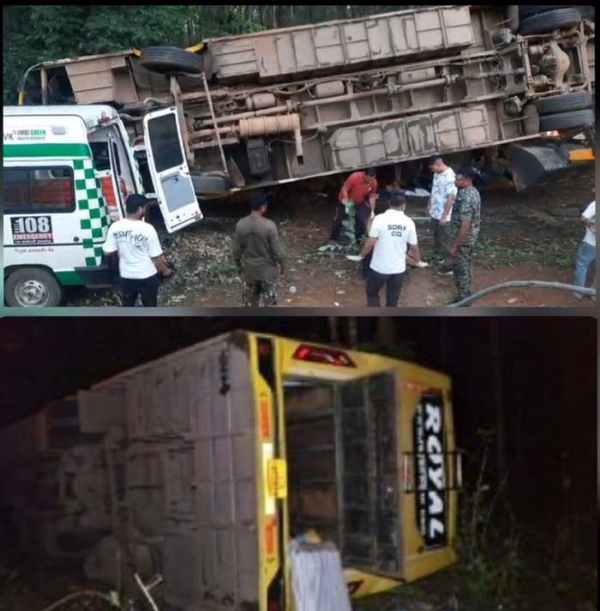 रायपुर से कोंटा जा रही यात्री बस पलटी, 1 महिला की मौत 22 से अधिक घायल रायपुर से कोंटा जा रही यात्री बस पलटी, 1 महिला की मौत 22 से अधिक घायल