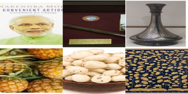 प्रधानमंत्री मोदी द्वारा वैश्विक नेताओं को भेंट किए गए सांस्कृतिक उपहारों की एक झलक। प्रधानमंत्री मोदी द्वारा वैश्विक नेताओं को भेंट किए गए सांस्कृतिक उपहारों की एक झलक।