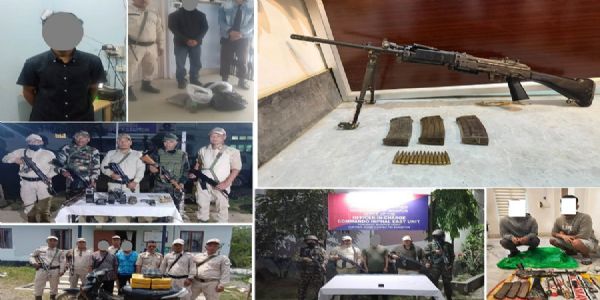 मणिपुरः विभिन्न क्षेत्रों से गिरफ्तार उग्रवादी एवं बरामद हथियार तथा ब्राउन शुगर की तस्वीर मणिपुरः विभिन्न क्षेत्रों से गिरफ्तार उग्रवादी एवं बरामद हथियार तथा ब्राउन शुगर की तस्वीर