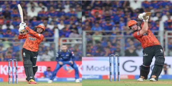 अभिषेक शर्मा और हेनरिक क्लासेन शॉट खेलते हुए अभिषेक शर्मा और हेनरिक क्लासेन शॉट खेलते हुए