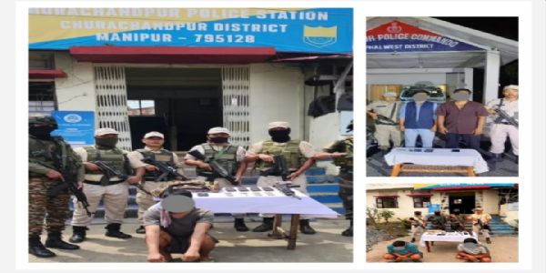 Images of the Five Arrested Militants in Separate Operations Across Manipur and seized Arms and Ammunition.
