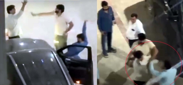 गुरुग्राम की सारे होम्स सोसायटी में शराब पीकर डांस करते व सिक्योरिटी गार्ड के साथ मारपीट करने के दौरान की सीसीटीवी फुटेज।